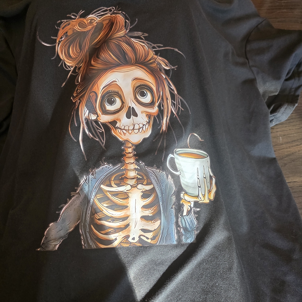 Black Skeleton Graphic Maxi Tshirt  Dress With Pockets size 2x - Picture 2 of 8